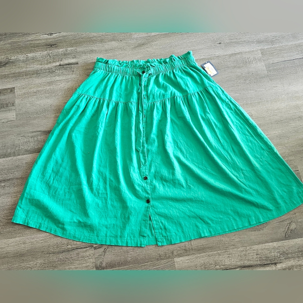 Women's Tie Waist Button-Front Midi Skirt - Universal Thread Size 1x